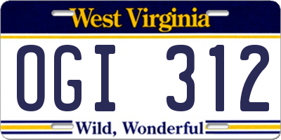 WV license plate OGI312