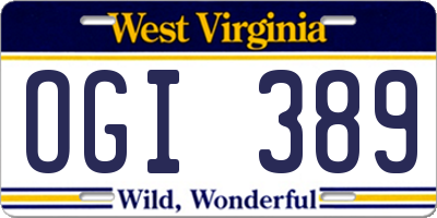 WV license plate OGI389