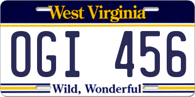 WV license plate OGI456