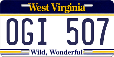 WV license plate OGI507