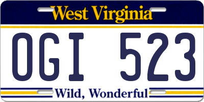 WV license plate OGI523