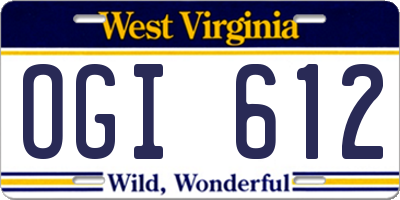WV license plate OGI612