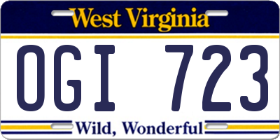 WV license plate OGI723
