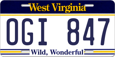 WV license plate OGI847