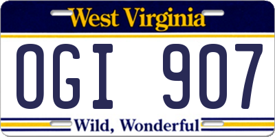 WV license plate OGI907