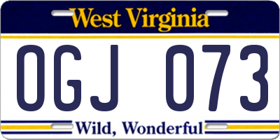 WV license plate OGJ073
