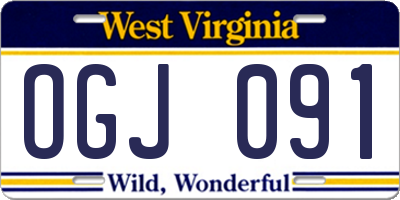 WV license plate OGJ091