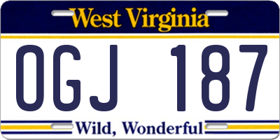 WV license plate OGJ187