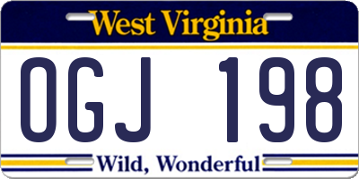WV license plate OGJ198