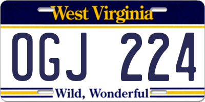 WV license plate OGJ224