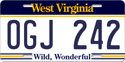 WV license plate OGJ242