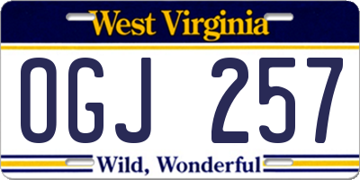 WV license plate OGJ257
