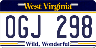 WV license plate OGJ298