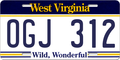 WV license plate OGJ312