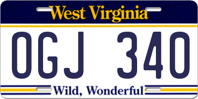 WV license plate OGJ340
