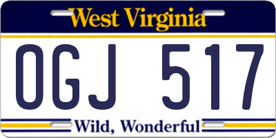WV license plate OGJ517