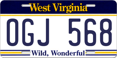 WV license plate OGJ568