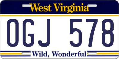 WV license plate OGJ578