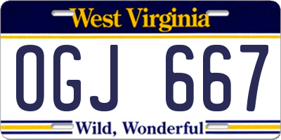 WV license plate OGJ667