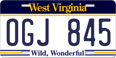 WV license plate OGJ845