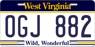 WV license plate OGJ882