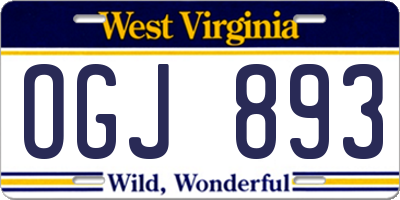 WV license plate OGJ893