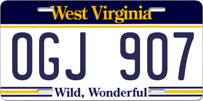 WV license plate OGJ907