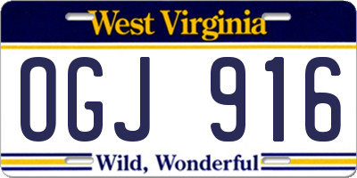 WV license plate OGJ916