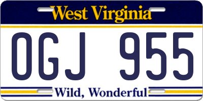 WV license plate OGJ955