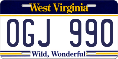 WV license plate OGJ990