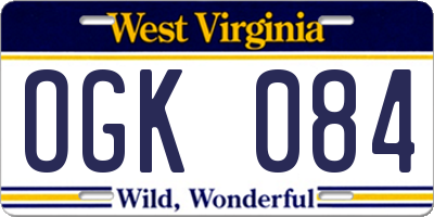 WV license plate OGK084