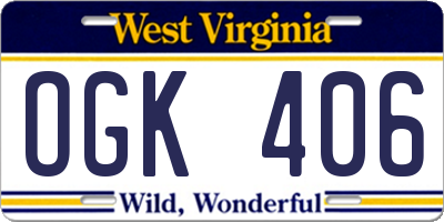 WV license plate OGK406