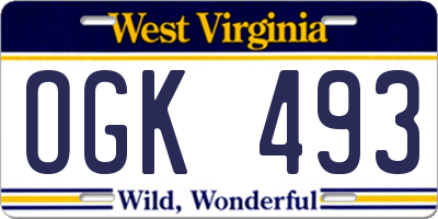 WV license plate OGK493
