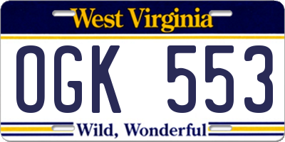 WV license plate OGK553