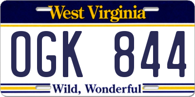 WV license plate OGK844