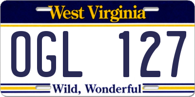 WV license plate OGL127