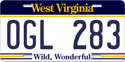 WV license plate OGL283