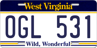 WV license plate OGL531