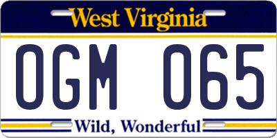WV license plate OGM065