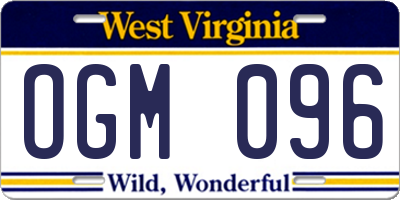 WV license plate OGM096