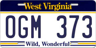 WV license plate OGM373