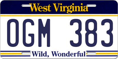 WV license plate OGM383