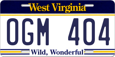 WV license plate OGM404