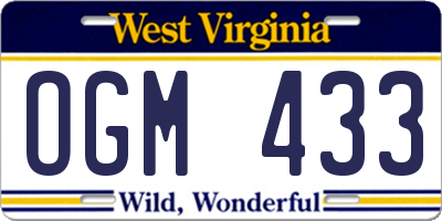 WV license plate OGM433