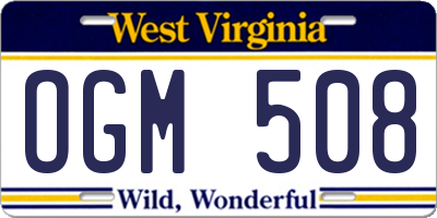 WV license plate OGM508