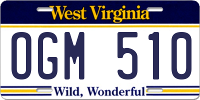 WV license plate OGM510
