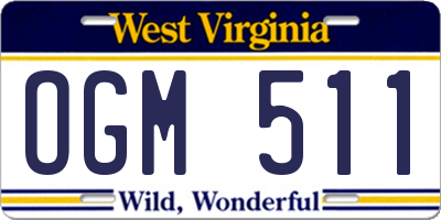 WV license plate OGM511