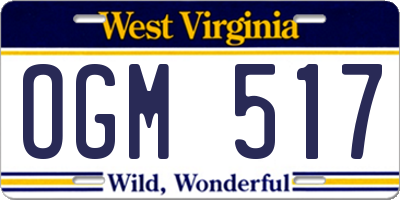 WV license plate OGM517