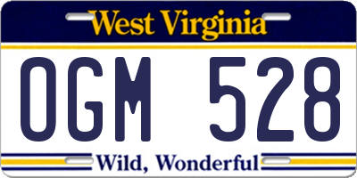 WV license plate OGM528