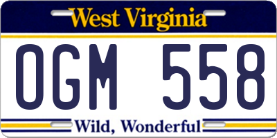 WV license plate OGM558